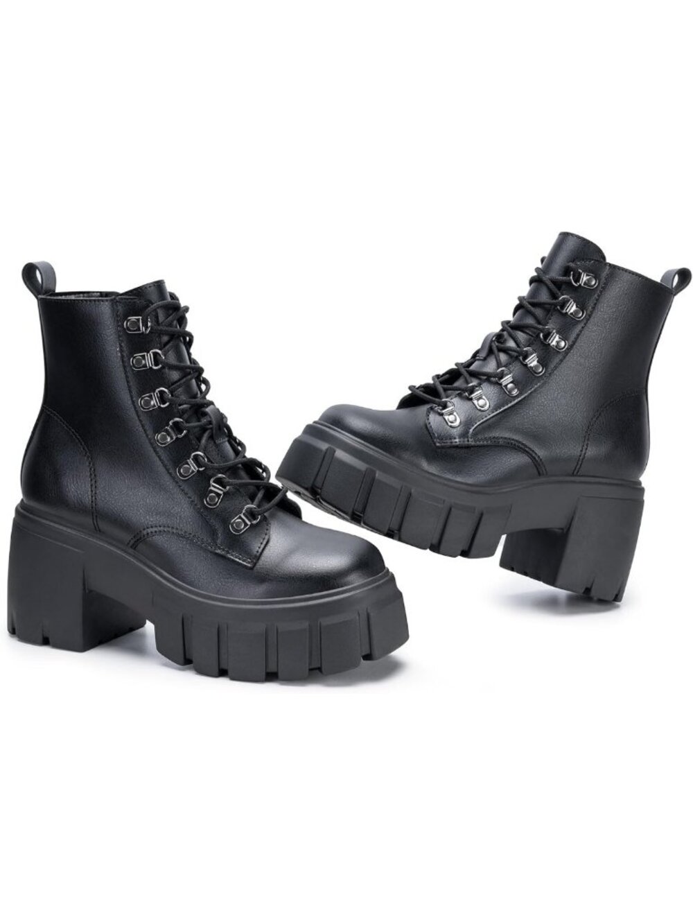 Stylish Women's Lace-Up Combat Ankle Booties with Chunky High Heel Platform